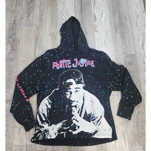 Tupac Poetic Justice Hoodie Size Large Black Hooded Sweatshirt Adult Unisex